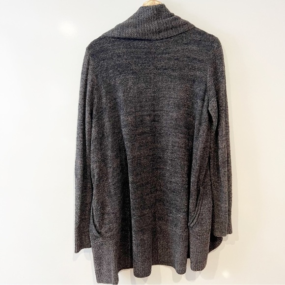 Barefoot Dreams CozyChic Lite Circle Cardigan Carbon Heathered Black - Picture 4 of 11